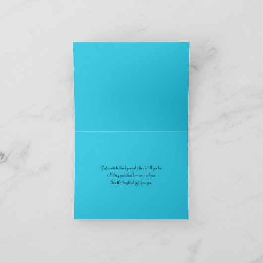 Blauw, Wit en Zwart Damask Dank u Nota Kaart (Binnen)