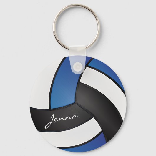 Blauw, wit en zwart volleybal sleutelhanger (Voorkant)