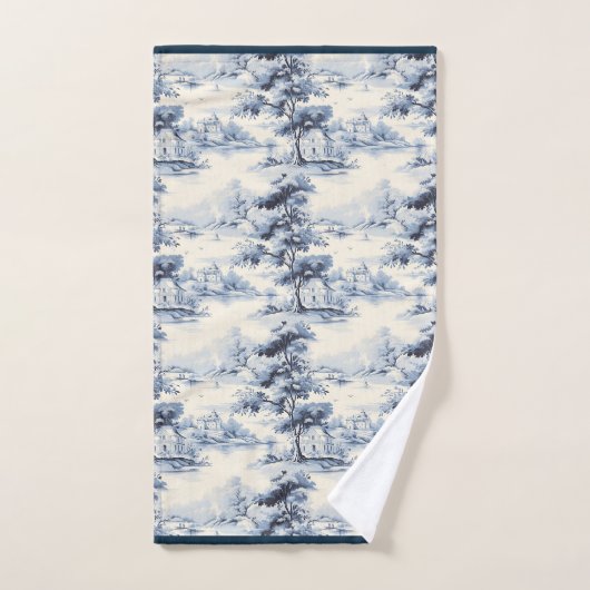 Blauw & Wit Engels Toile Bad Handdoek (Handdoek)