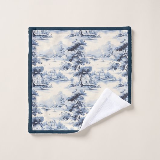 Blauw & Wit Engels Toile Bad Handdoek (Wasdoekje)