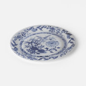 Blauw wit faux porselein chinoiserie ui patroon papieren bordje (Gekanteld)