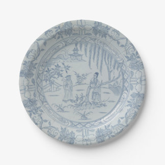 Blauw wit faux porselein chinoiserie wilg flow papieren bordje