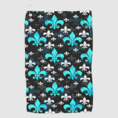 Blauw Wit Fleur De Lis Golfhanddoek (Voorkant)