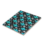 Blauw Wit Fleur De Lis Tegeltje (Zijkant)