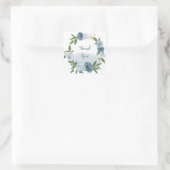 blauw wit floreel goud vierkante sticker (Tas)