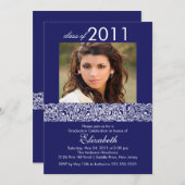 Blauw & wit Foto Afstuderen Uitnodiging (Voorkant / Achterkant)
