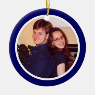 Blauw-wit foto Lijst - Eenzijdig Keramisch Ornament