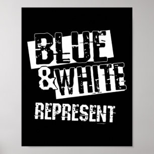 Blauw-wit Game Day Group Shirt voor de middelbare Poster
