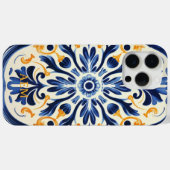 Blauw Wit Geel  Tegel Patroon Case-Mate iPhone Case (Achterkant (horizontaal))