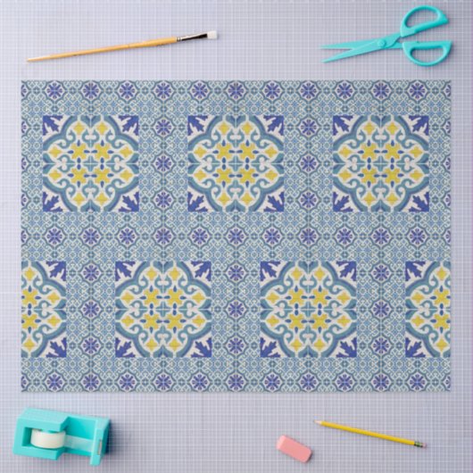 Blauw Wit-gele ontkoppeling Tissuepapier (Craft)