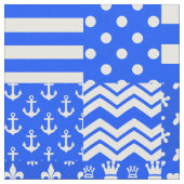 Blauw Wit Gemengde Patchwork Ontwerp Stof (Close Up)