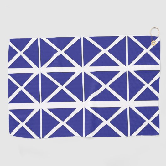 Blauw wit geometrisch driehoekspatroon golfhanddoek (Horizontaal)