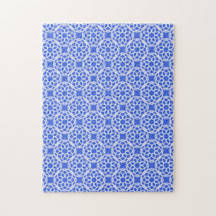Blauw Wit geometrisch naadloos patroon Legpuzzel