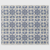 blauw wit geometrisch ventilatorpatroon cadeaupapier (Vlak)