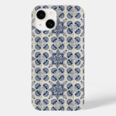 blauw wit geometrisch ventilatorpatroon Case-Mate iPhone case (Achterkant)
