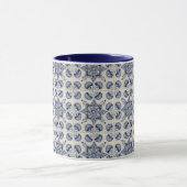 blauw wit geometrisch ventilatorpatroon mok (Midden)