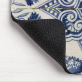 blauw wit geometrisch ventilatorpatroon muismat (Hoek)