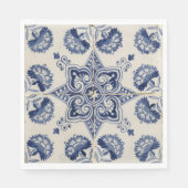 blauw wit geometrisch ventilatorpatroon servet (Voorkant)