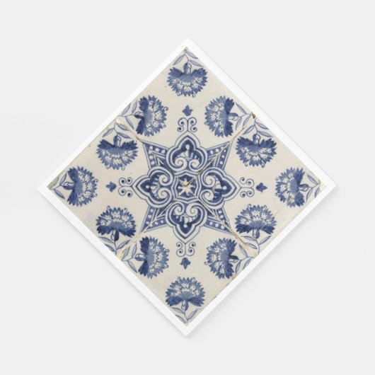 blauw wit geometrisch ventilatorpatroon servet (Hoek)