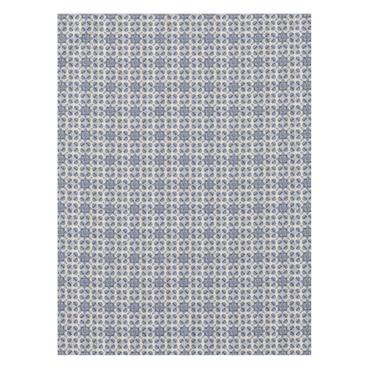  blauw wit geometrisch ventilatorpatroon tafelkleed (Voorkant)