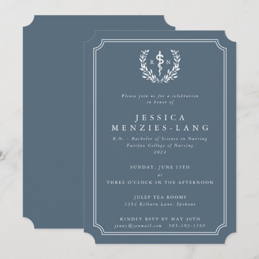 Blauw/wit geregistreerd zurig asbest Afstuderen Kaart (Voorkant / Achterkant)