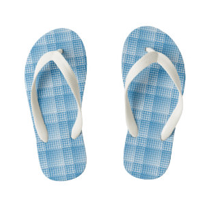 Blauw Wit Geruit Abstract Patroon Kinder Teenslippers