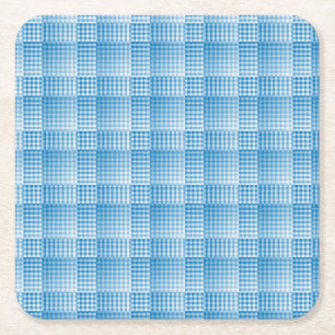 Blauw Wit Geruit Abstract Patroon Vierkante Kartonnen Onderzetter