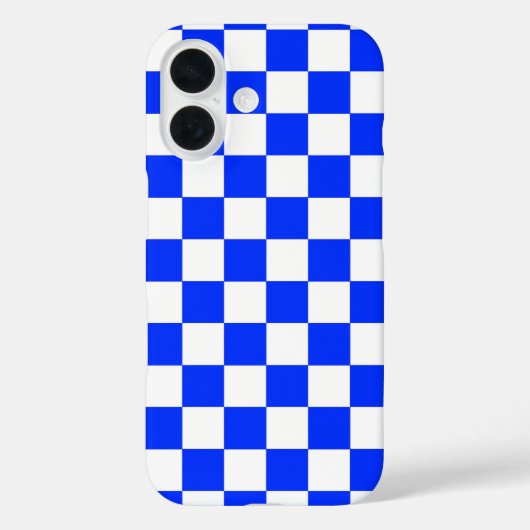 Blauw Wit Geruit Check iPhone Case (Achterkant)