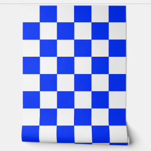 Blauw Wit Geruit Check Wall Decor Behang