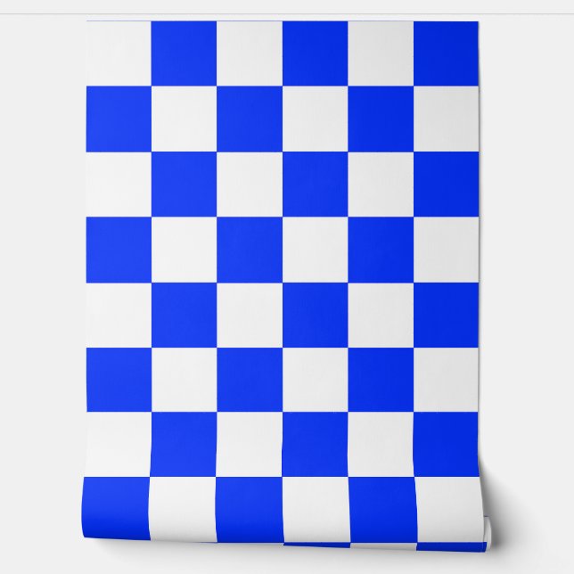Blauw Wit Geruit Check Wall Decor Behang (Afrollen)