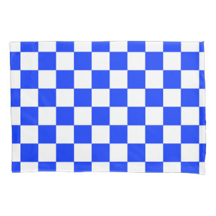 Blauw-wit-geruit controlepatroon kussensloop