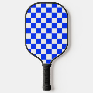 Blauw-wit-geruit controlepatroon pickleball paddle