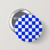 Blauw-wit-geruit controlepatroon ronde button 5,7 cm (Voorkant /achterkant)