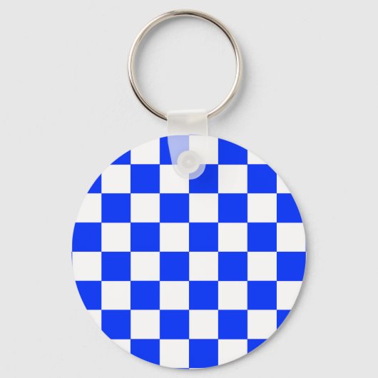Blauw-wit-geruit controlepatroon sleutelhanger (Voorkant)