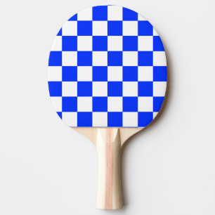 Blauw-wit-geruit controlepatroon tafeltennisbatje