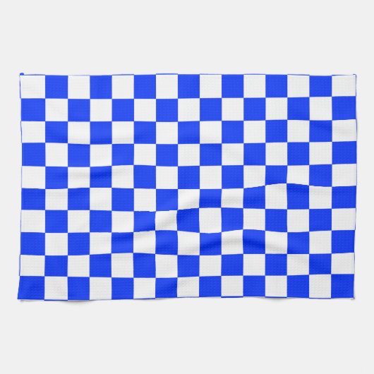 Blauw-wit-geruit controlepatroon theedoek (Horizontaal)