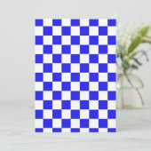 Blauw & Wit Geruit Custom Wedding Kaart (Staand voorkant)