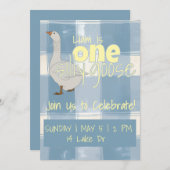 Blauw & Wit Geruit Eén Dwaas Kippenjong Kaart (Voorkant / Achterkant)