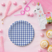 Blauw & Wit Geruit Gingham Squares OZ Party Papieren Bordje (Feest)