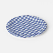 Blauw & Wit Geruit Gingham Squares OZ Party Papieren Bordje (Gekanteld)