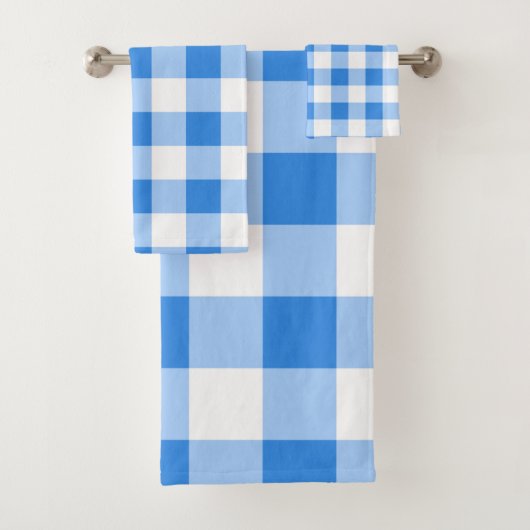 Blauw & Wit Geruit Patroon Bad Handdoek (Insitu)