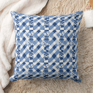 Blauw-wit geruit patroon kussen