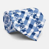 Blauw-wit geruit patroon stropdas (Opgerold)