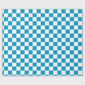 Blauw Wit Geruit Schaakbord Patroon Cadeaupapier (Vlak)