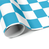 Blauw Wit Geruit Schaakbord Patroon Cadeaupapier (Rol Hoek)