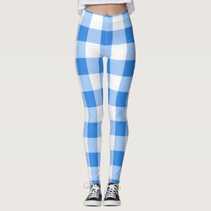 Blauw & Wit Geruitruit Patroon Leggings