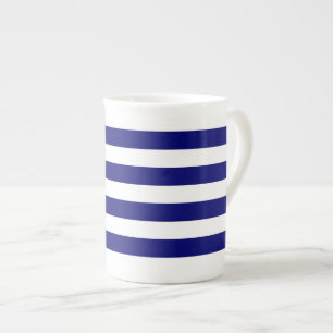 Blauw-wit gestreept in nautische stijl porselein kop