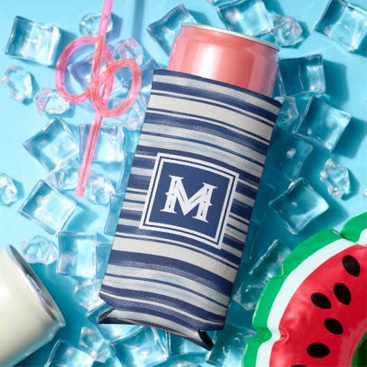 Blauw-wit gestreept monogram (Insitu Zomer)