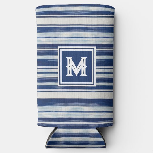 Blauw-wit gestreept monogram (Voorkant)