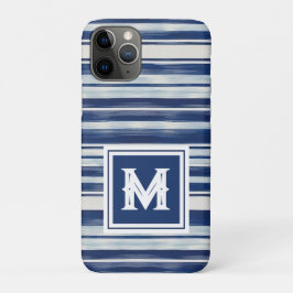 Blauw-wit gestreept monogram iPhone 11 pro hoesje